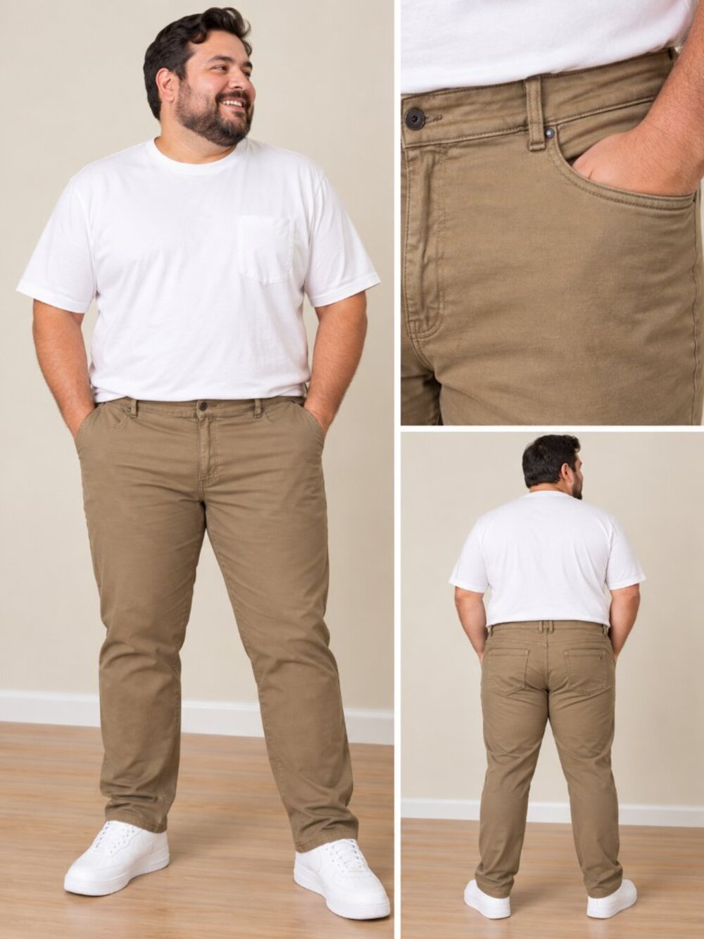 The Perfect Jean Men's Slim Fit Chino Jeans in Khaki Size 44x32